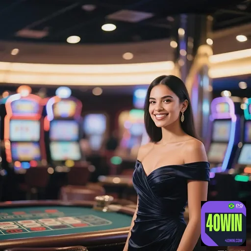 Imagem de casino com o logotipo 40win, site de jogos de azar e apostas online, destaque para diversão e segurança